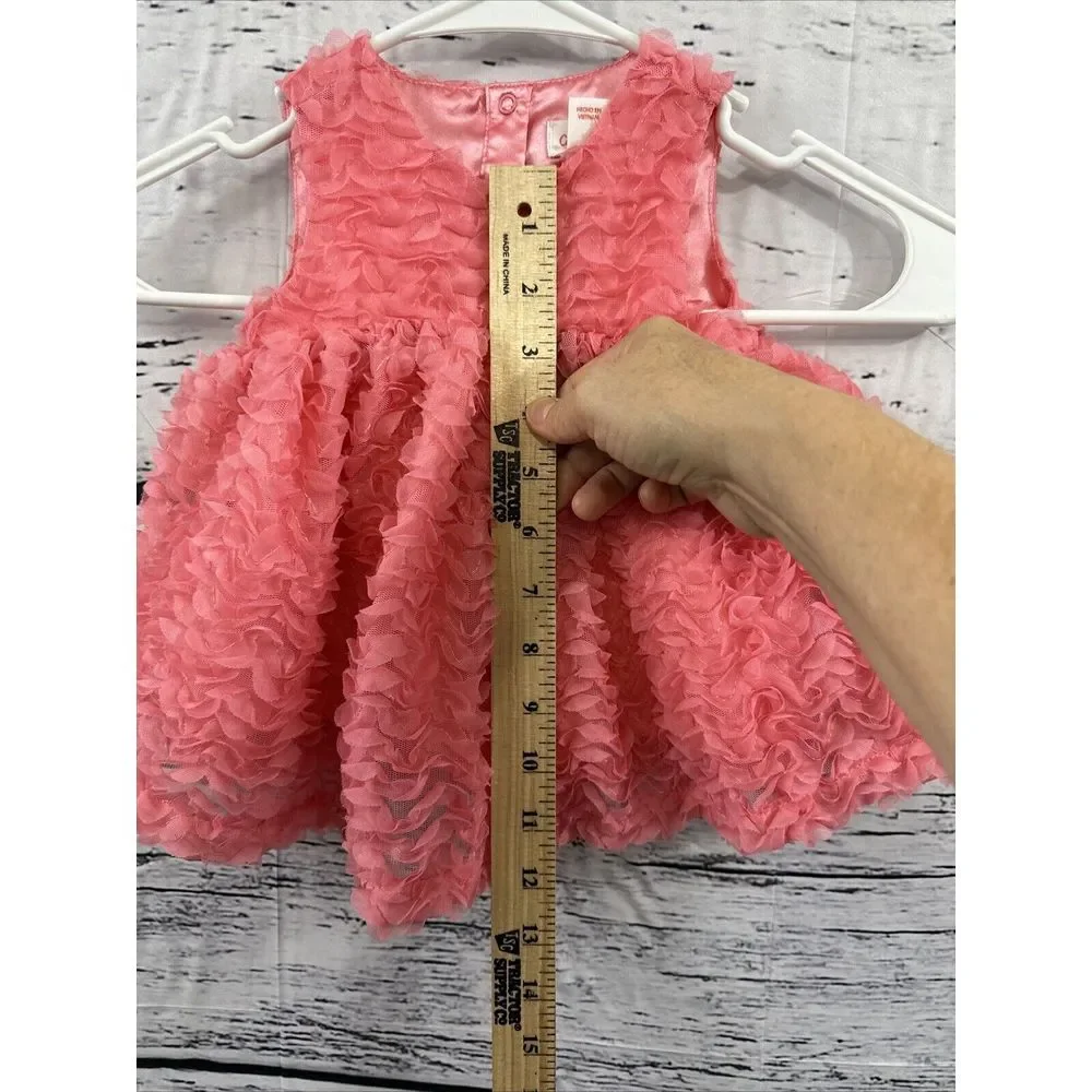 Cat and Jack Baby Girl Coral Pink Dress 3-6mo Ruffles - Picture 5 of 10